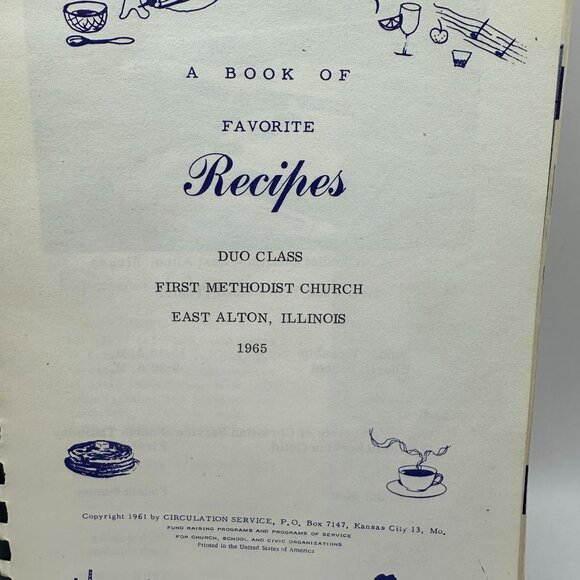 Vintage 1965 Recipe Book First Methodist Church East Alton Illinois Spiral Bound - Picture 5 of 7